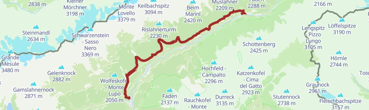 Route map: Hiking tour Ahrntal Sun trail - Sunnsat